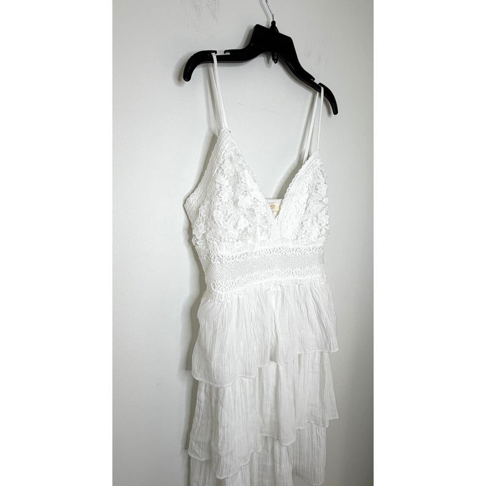 Rebellion Again Tiered Baby Doll Dress Women's L Lace Bodice Festival Coquette - Picture 3 of 13